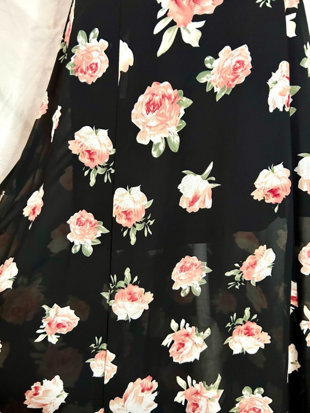 Lulus Black, Light Pink Floral Cross-Back Sheer Overlay Maxi Dress, Size S - Picture 5 of 15